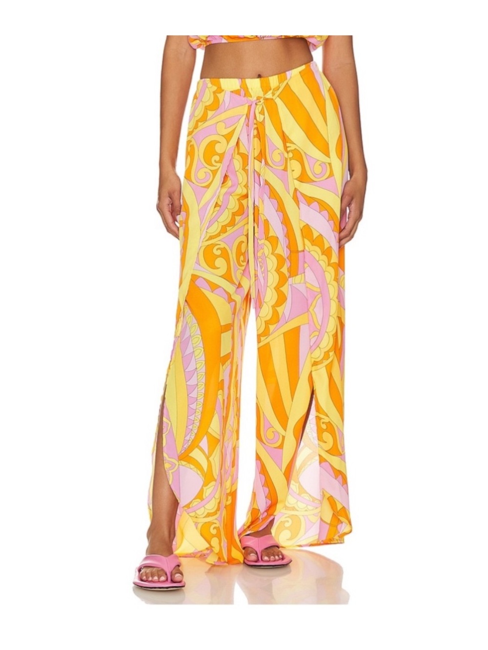 Show Me Your MuMu Limbo Pants Bright Printed Wide-Leg Pants in Yellow & Pink